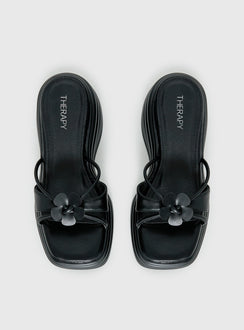 Therapy Flaunt Plateau-Sandalen mit Blumen-Detail Schwarz