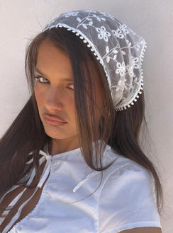 Creme Brulee Lace Hair Scarf White