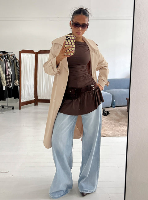 Ramos Low Rise Wide Leg Jeans Hellblaue Waschung Petite