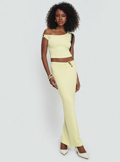   front view of model wearing Princess Polly Whiley Maxi Skirt Cream Maxi 