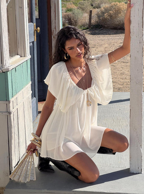 Sun Spirit Plunge Flowy Playsuit Cream