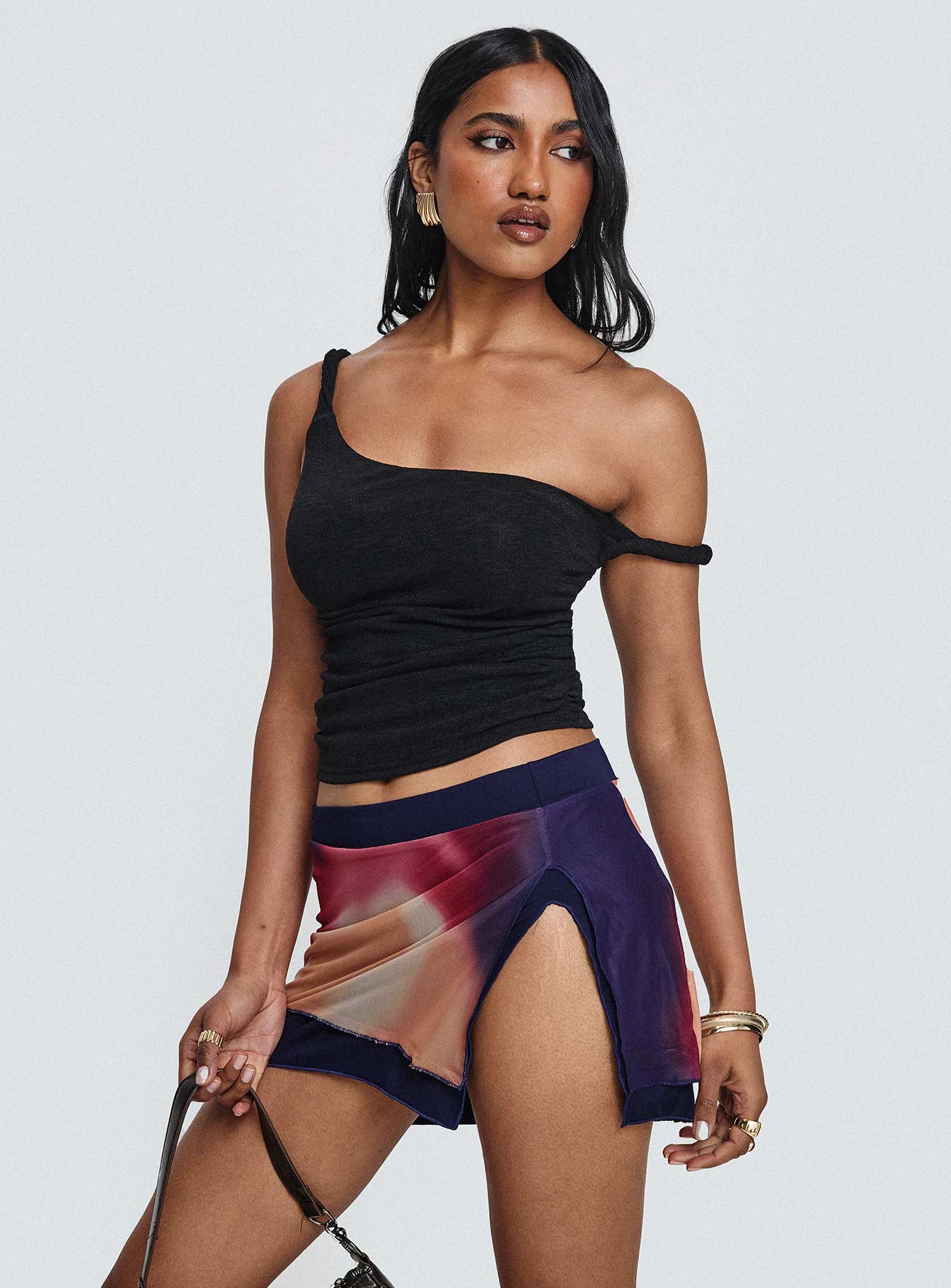   front view of model wearing Princess Polly Quatro Mini Skirt Multi Mini Skirts 