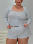 Sleepytea Rib Sleep Long Sleeve Top Grey Curve