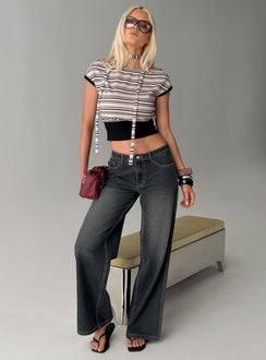 Amantha Scarf Detail Off Shoulder Top Stripe