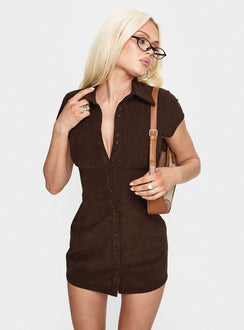 Cottesloe Corduroy Mini Dress Chocolate