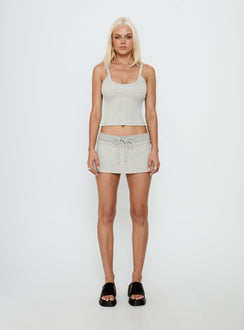 Dynah Cinched Tipping Vest Top Grey Marle / Blue