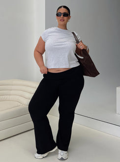 side view of model wearing Princess Polly Movement Yoga Pant Black Curve High Waisted Pants 