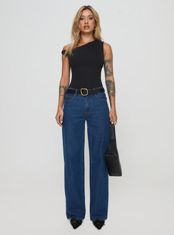 front view of model wearing Princess Polly Miyako Bodysuit Black Sleeveless 