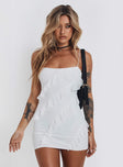 front view of model wearing Princess Polly Pennell Mini Dress White Square Neck 