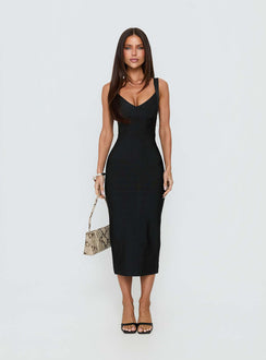 Justina Bandage Midi Dress Black