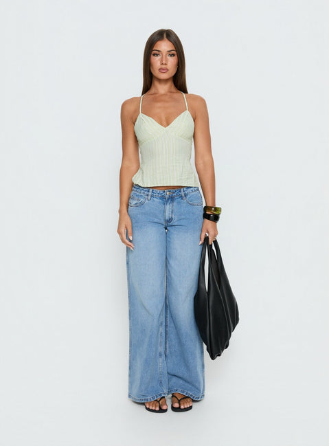 Candid Top Green Stripe