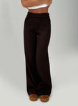 back view of model wearing Princess Polly Montana Knit Pants Chocolate Brown High Waisted Pants 