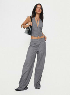 front view of model wearing Princess Polly Dawson Pants Slate Low Rise Pants 