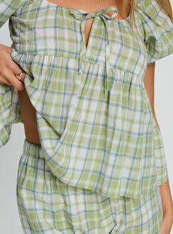 Cerelia Tie Up Set Green Check