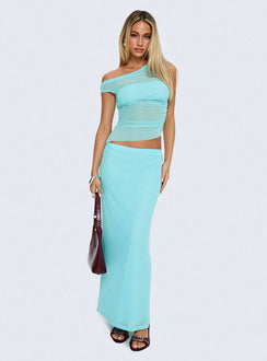 Aristocrat One Shoulder Mesh Set Blue