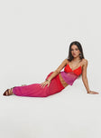   side view of model wearing Princess Polly Teen Spirit Maxi Skirt Pink Ombre Maxi 