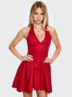 Karisse Halter Mini Dress Red