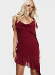 Princess Polly Cowl Neck  Dacian Mini Dress Burgundy