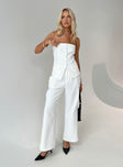 front view of model wearing Princess Polly Jazzar Pocket Detail Pleated Pant White Petite High Waisted Pants 