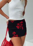 Rosales Mini Skirt Black / Red Floral