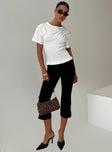 side view of model wearing Princess Polly Maybe Tomorrow Ruched Top White Short Sleeves Crew Neck 