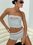 front view of model wearing Princess Polly In Miami Strapless Top Grey Sleeveless straight 