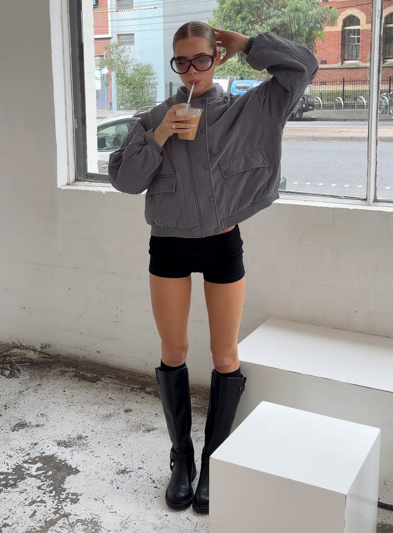 Stick Season Quilted Jacket Grey