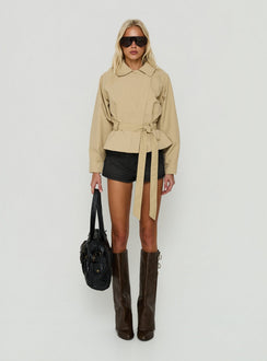 Kurzer Trenchcoat mit Bindegürtel, Ranique, Beige