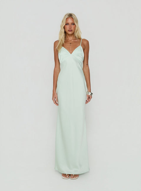 Flip A Switch Satin-Spitzen-Unterkleid Maxikleid Mint