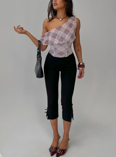 Amabelle Corset Draped Top Multi Plaid