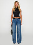 On Sunset Mid Rise Straight Leg Jeans Dark Wash