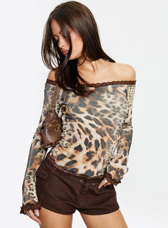 Mochapella Off The Shoulder Top Animal