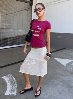 Heart Stealer Sheer Sequin Midi Skirt White