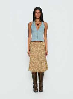 Dalyah Faux Suede Halter Top Soft Blue