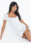 product Princess Polly Boat Neck  Love Lies Mini Dress White / Blue Floral