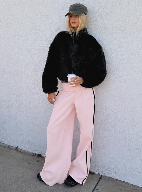Lockie Foldover Baggy Track Trousers Pink / Black