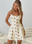 Elian Linen Blend Mini Dress Cream / Multi