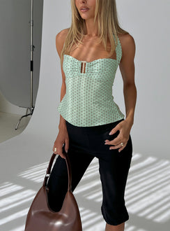 Isabetta Halter Top Green Polka