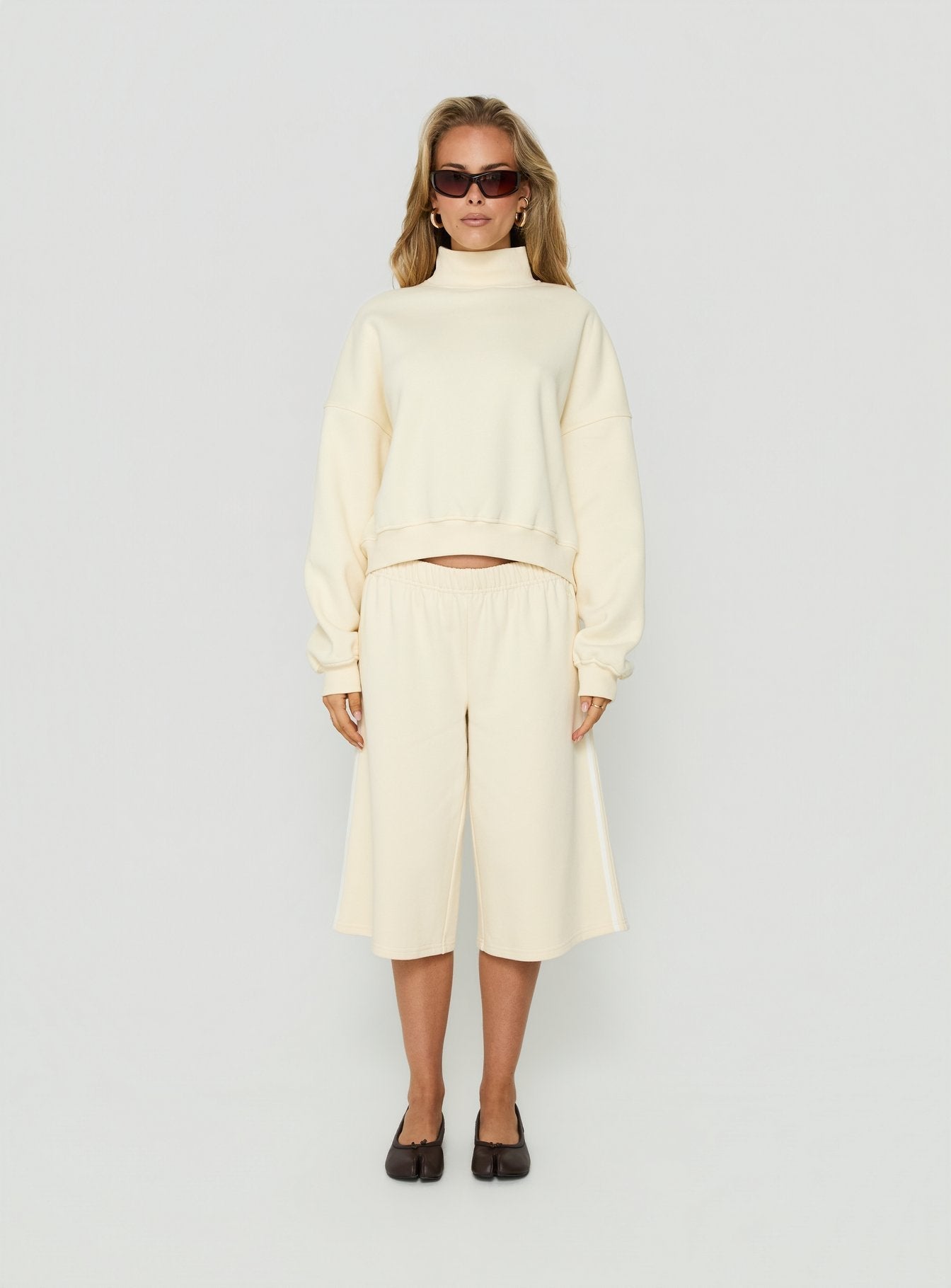 Anyya Funnel Neck Crew Jumper Cream