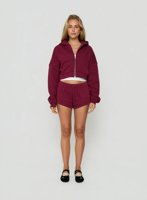 Zellah Double Ended Zipper Hoodie Cherry