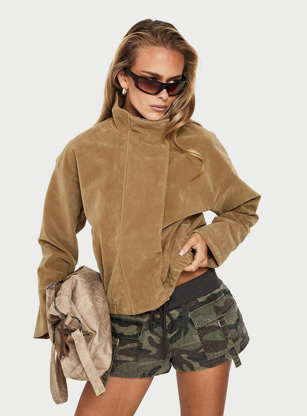 Tayne Funnel Neck Jacke Karamell