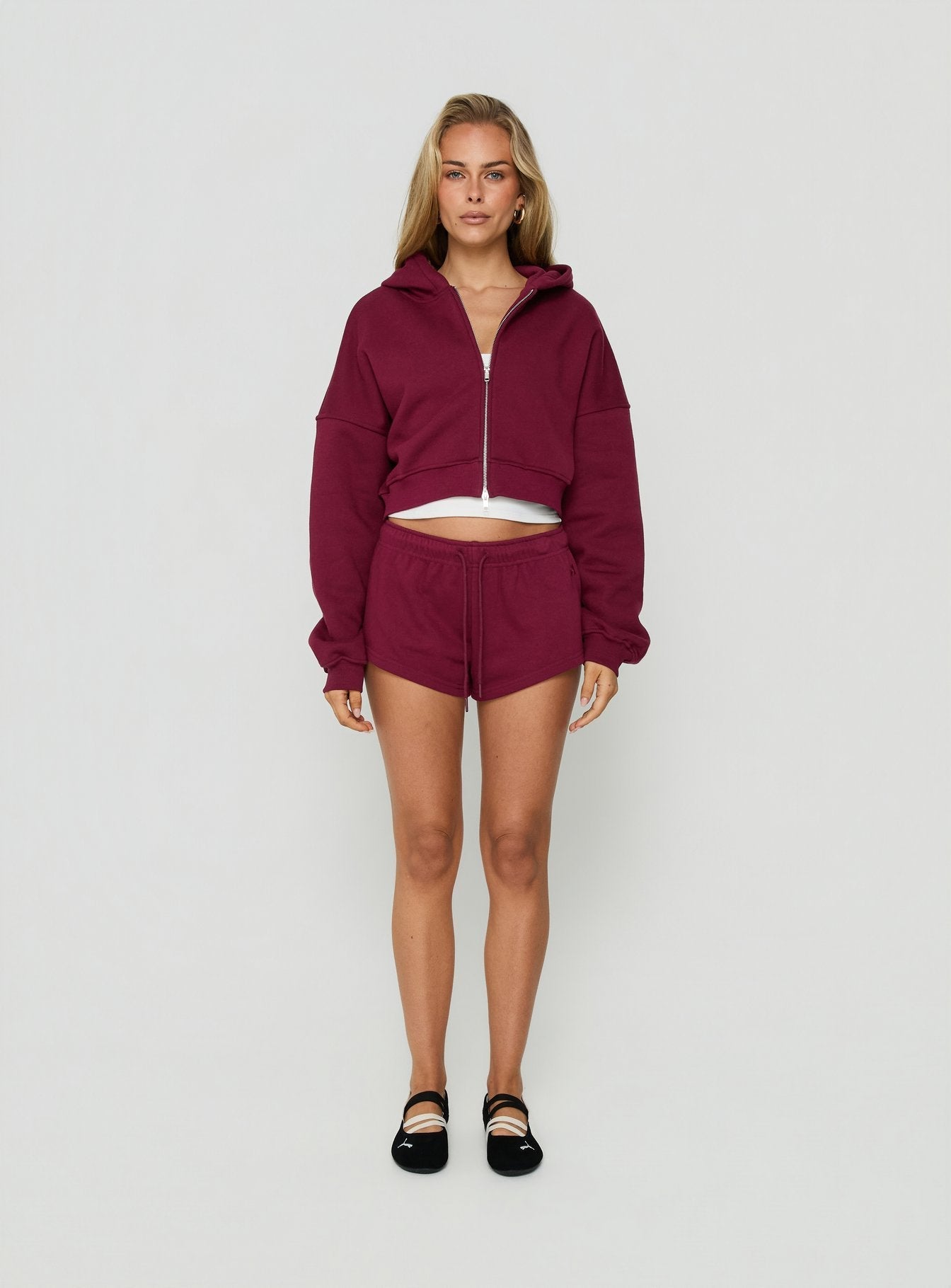 Quinncy Low Rise Sweat Shorts Cherry
