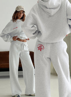 back view of model wearing Princess Polly Princess Polly Stargirl Hoodie Grey Marle 