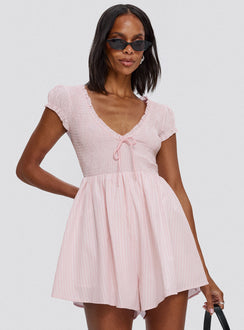 Wescott Stripe Playsuit Pink / White