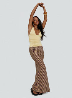   side view of model wearing Princess Polly Eliena Maxi Skirt Multi Maxi 