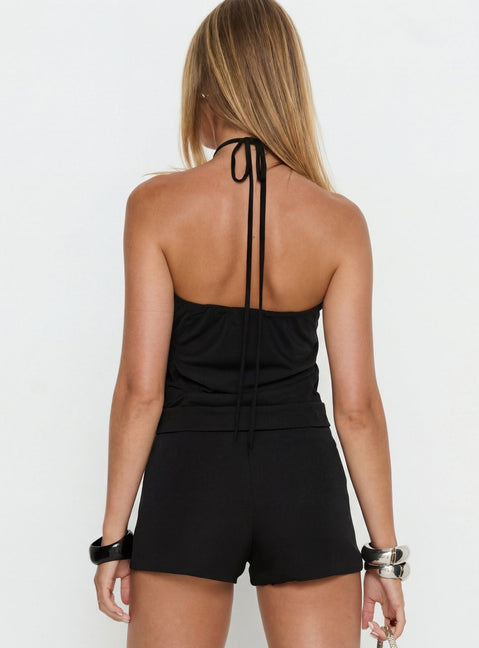 Hedlea Draped Ring Detail Top Black