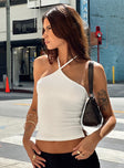 Baseline Halter Rib Top White