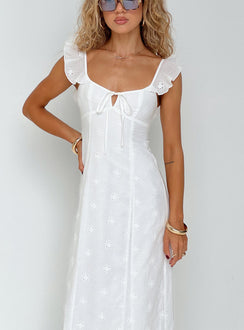 front view of model wearing Princess Polly Lombardi Maxi Dress White Square Neck 