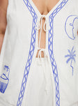 Sun And Palm Trees Vest Set White / Blue Curve