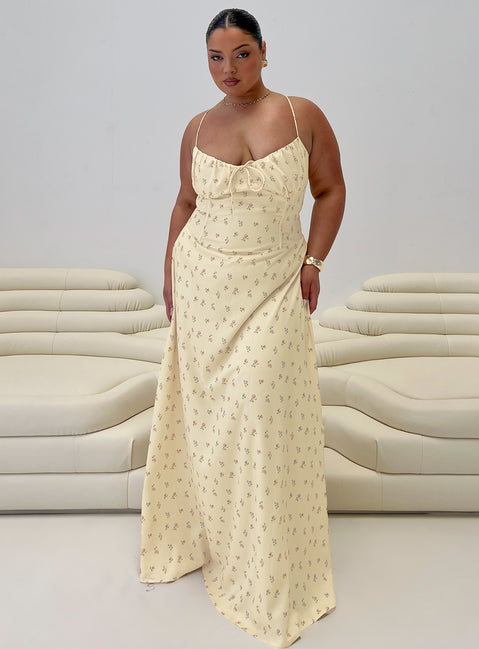 Members Only Maxi Dress Yellow Floral Curve